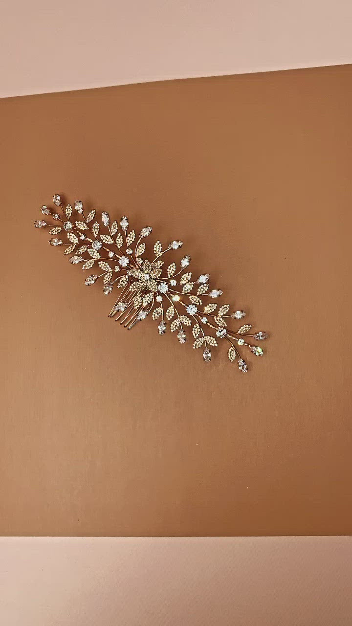 JACQUELINE Rose Gold Bridal Headpiece, Swarovski Hair Comb