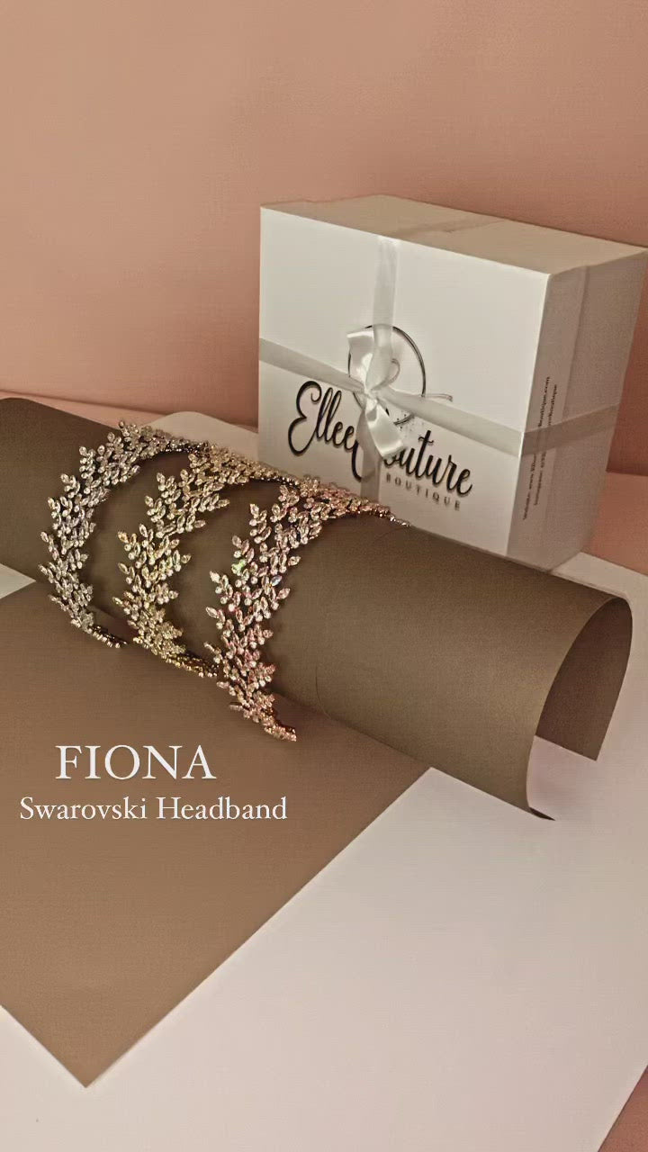 FIONA Rose Gold with Rose Gold Crystals Swarovski Bridal Headband