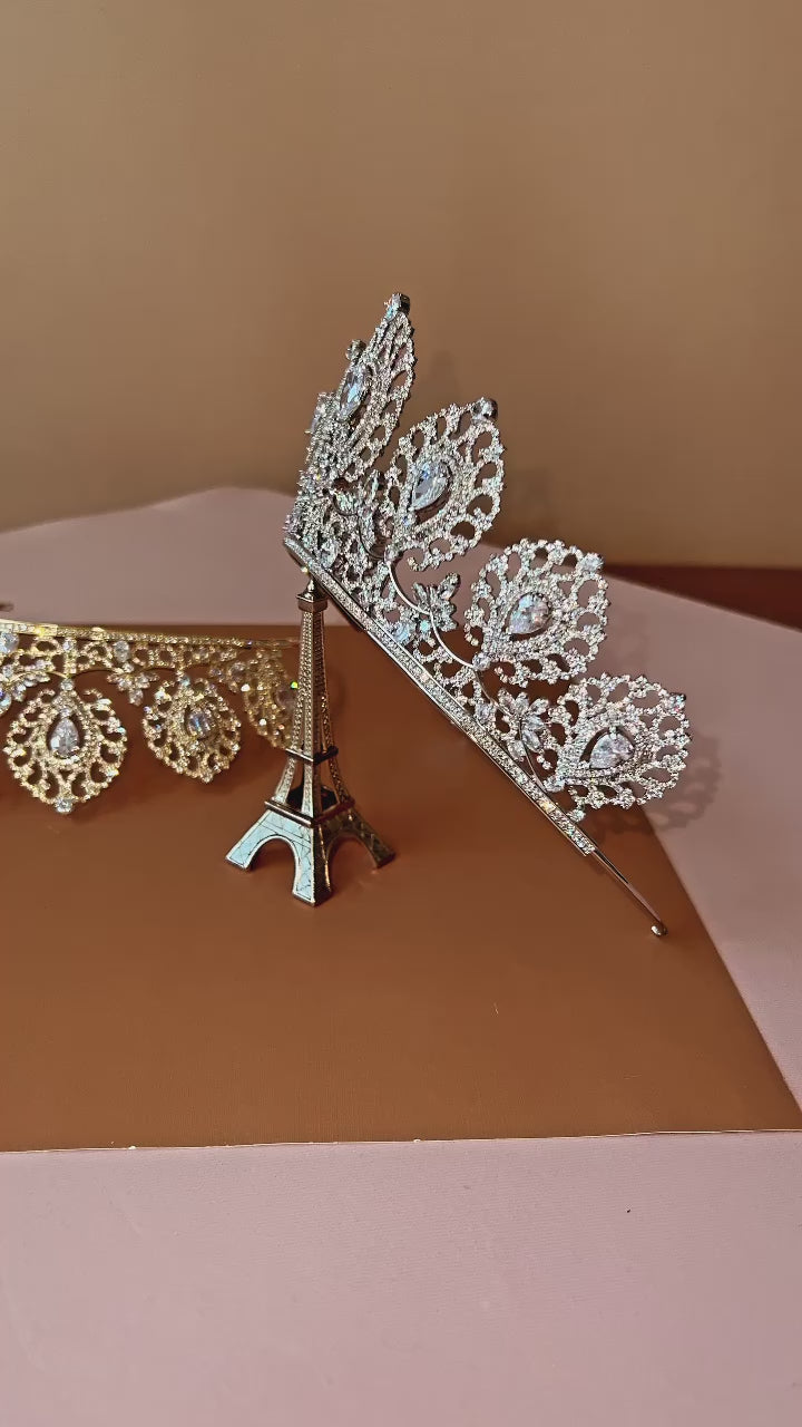 MACKENZIE Stunning Swarovski Wedding Crown, Royal Bridal Crown