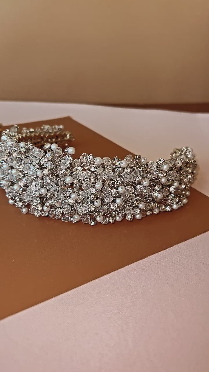 BALILTI Swarovski Crystals Bridal Pearl Headband