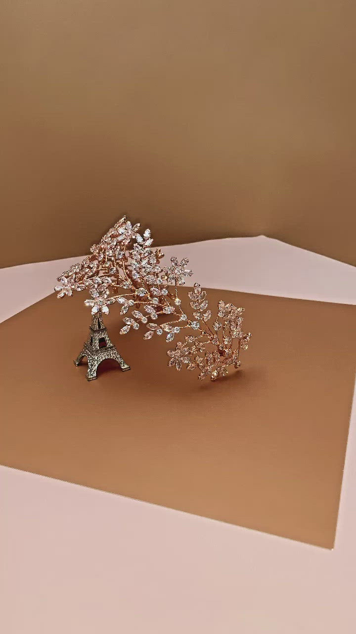 ELIANNA Rose Gold Swarovski Bridal Headband