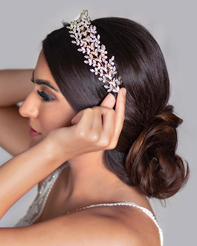 FIONA Rose Gold Swarovski Bridal Headband