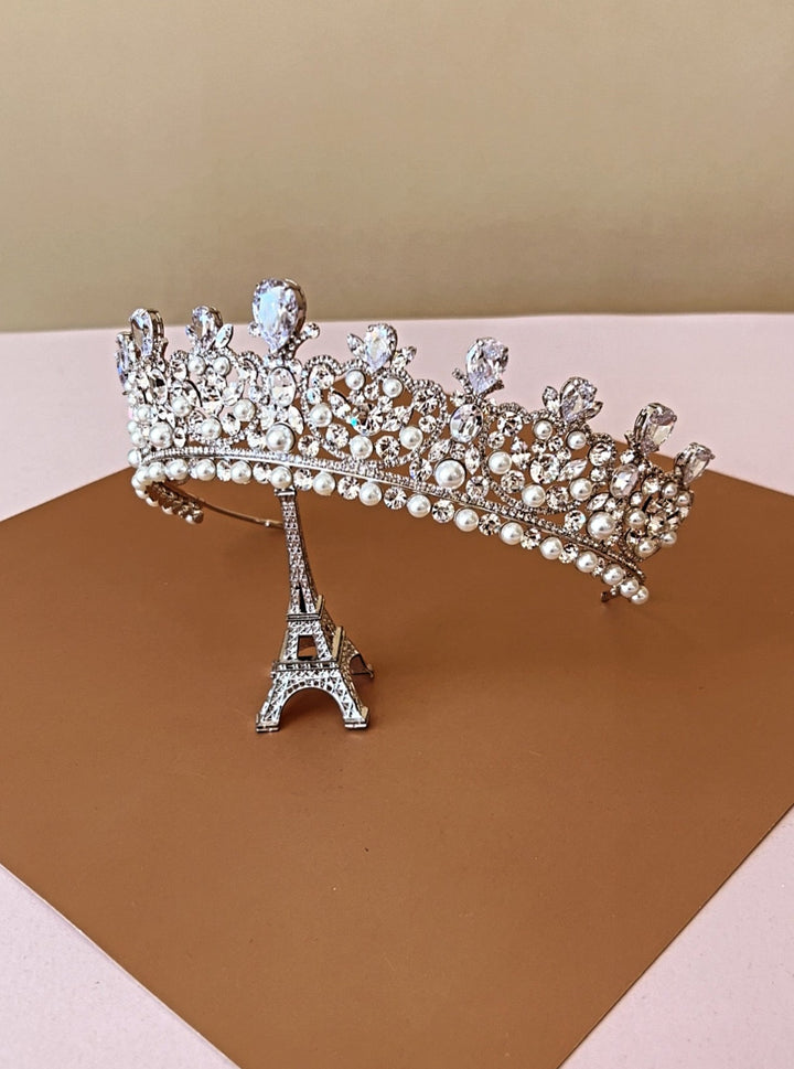 CARINA Swarovski & Pearls Bridal Crown, Wedding Tiara