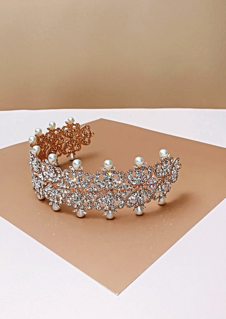 SAVANAH Wedding Headband with Luxurious Pearls, Swarovski Crystals