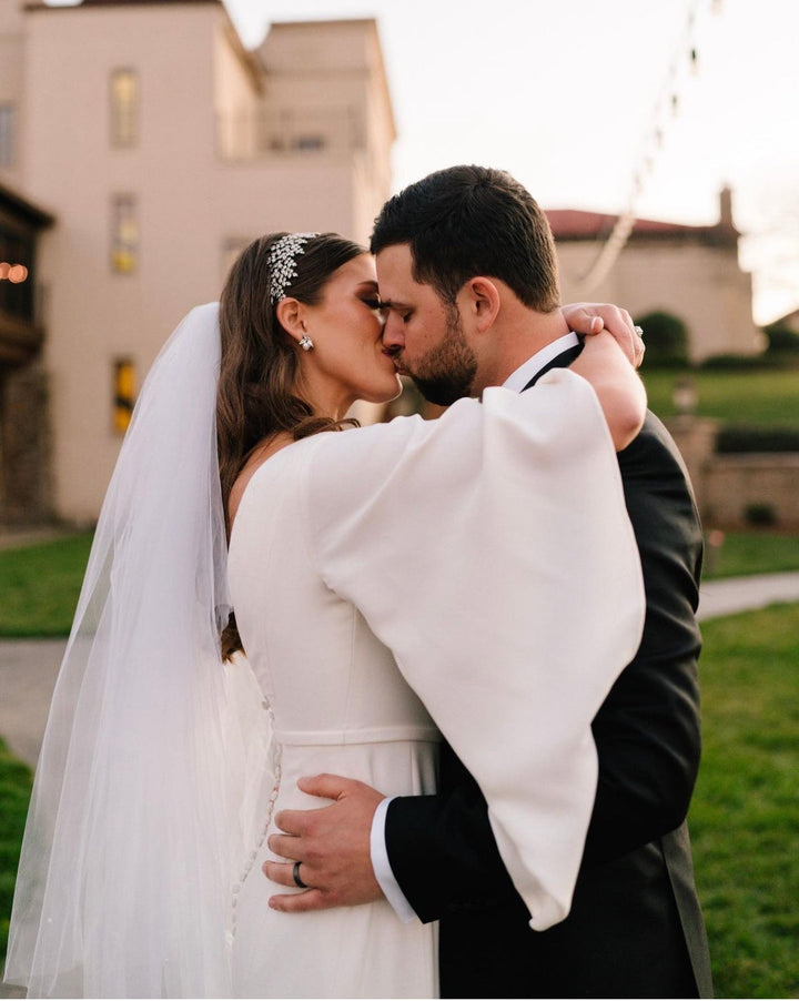 Ellee Real Bride Adorned with FIONA Swarovski Bridal Headband