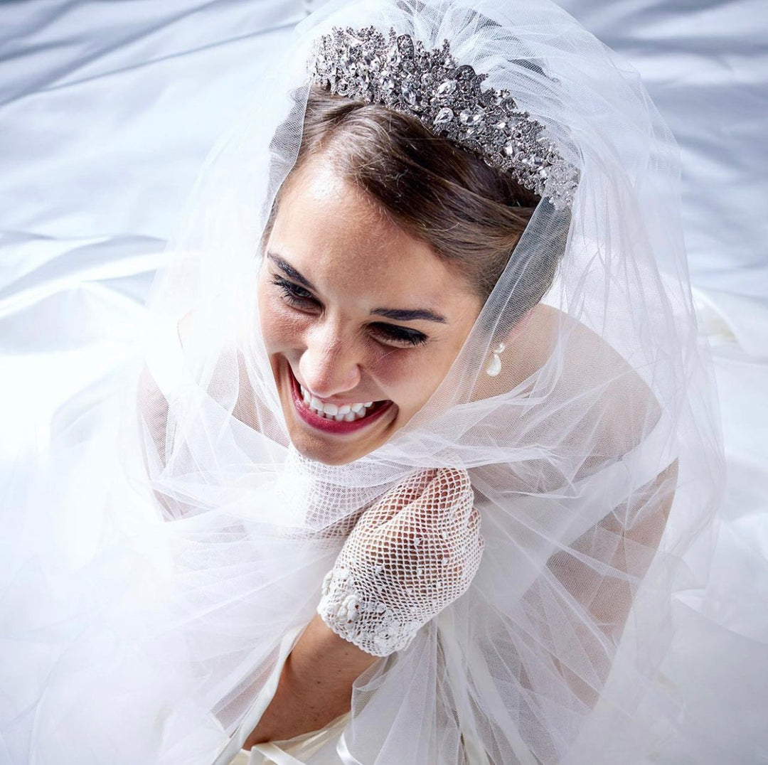 Ellee Real Bride Adorned with ISABELLA Swarovski Bridal Luxurious Tiara - Crown