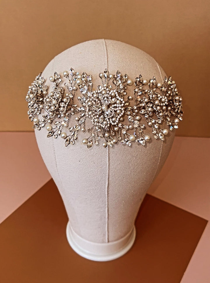 JOVANNA-PEARLS with Swarovski Luxurious Headpiece / Halo Design