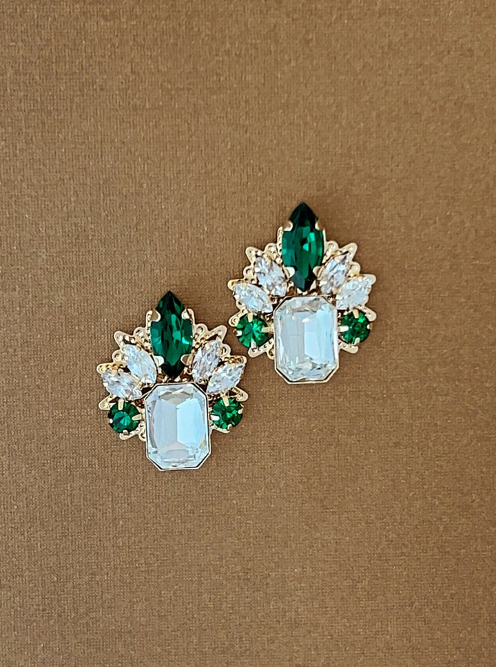 OYA-EMERALD Swarovski Stud Earrings