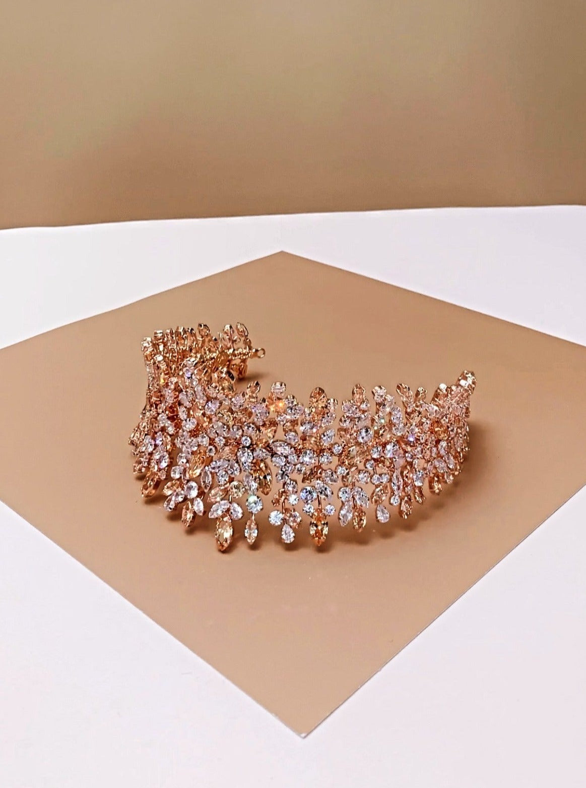 FAST SHIPPING!! Rose top Gold Swarovski Bridal Halo, Bridal Wreath, Bridal Hair Comb, Swarovski Hair Comb, Crystal Hair Comb, Swarovski Hairband