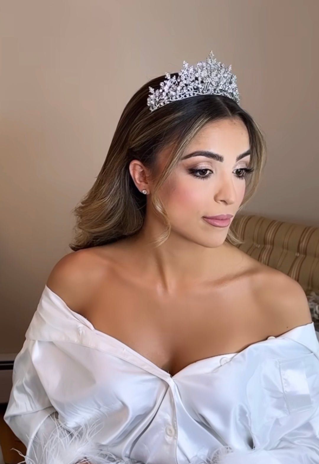 Ellee Real Bride Adorned with RENEE Queen Swarovski Luxurious Bridal Tiara