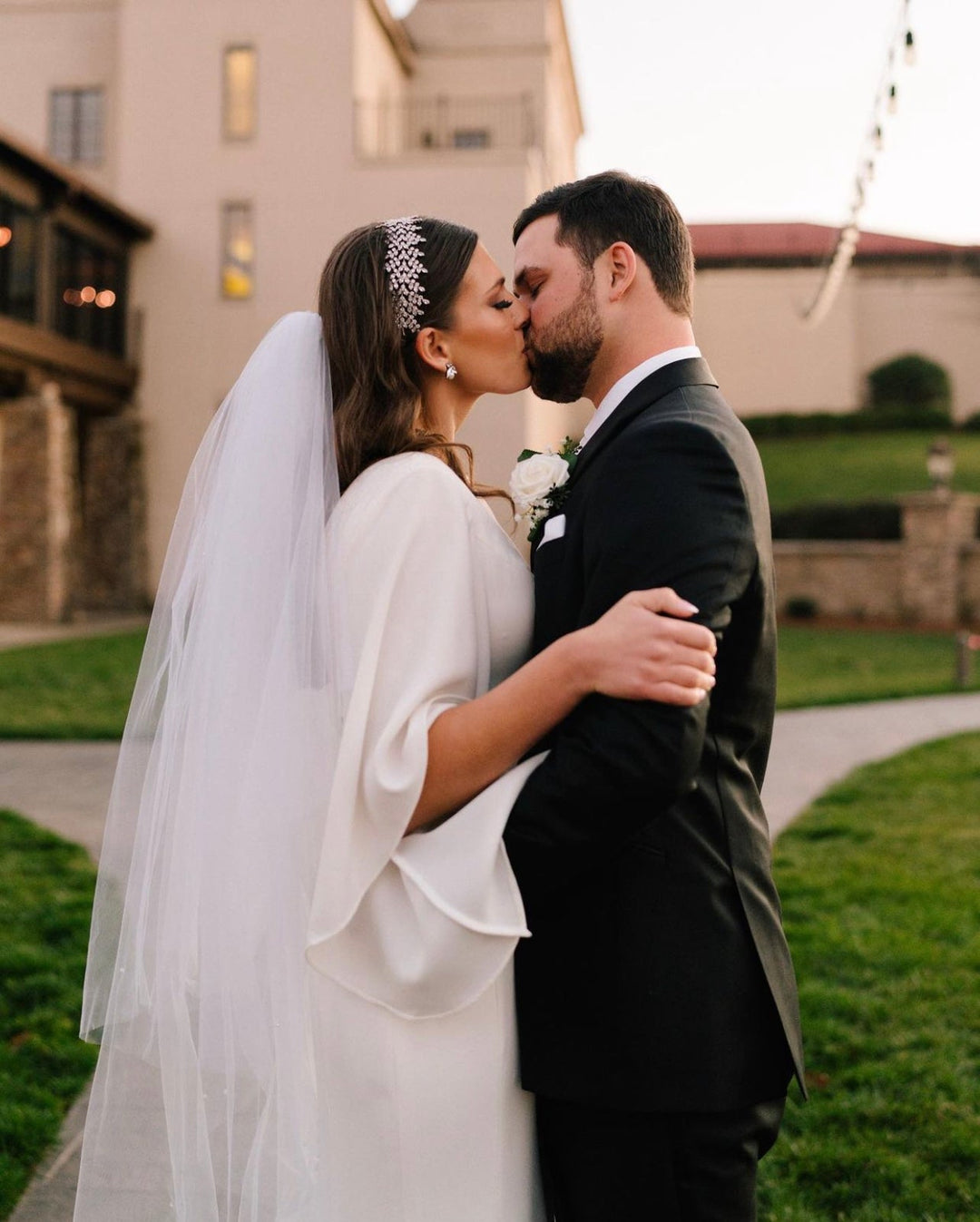 Ellee Real Bride Adorned with FIONA Swarovski Bridal Headband