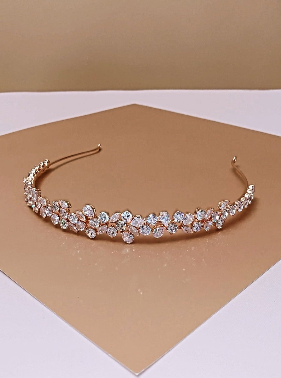 ALIX Rose Gold Wedding Headband, Swarovski Bridal Tiara