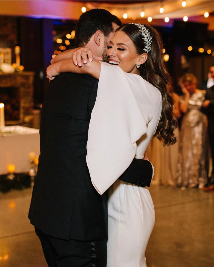 Ellee Real Bride Adorned with FIONA Swarovski Bridal Headband