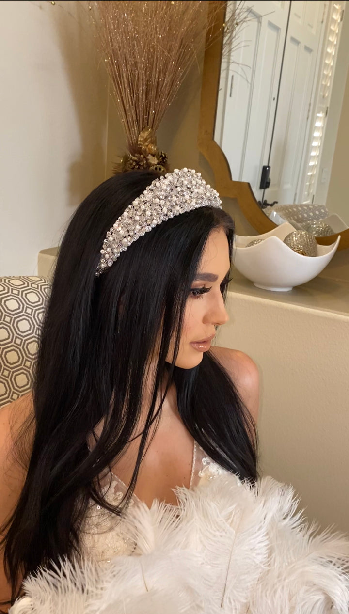 BALILTI Swarovski Crystals Bridal Pearl Headband