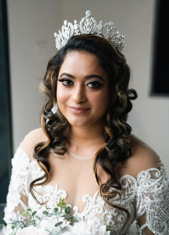 Ellee Real Bride Adorned with ROYALE Wedding Crown for Royal Wedding