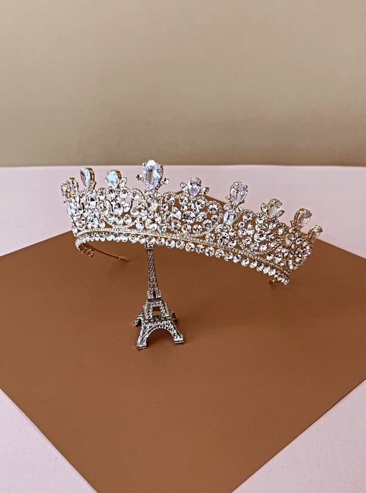 Ellee Real Quinceanera Embellished with CARINA Swarovski & Pearls Crown, Princess Tiara