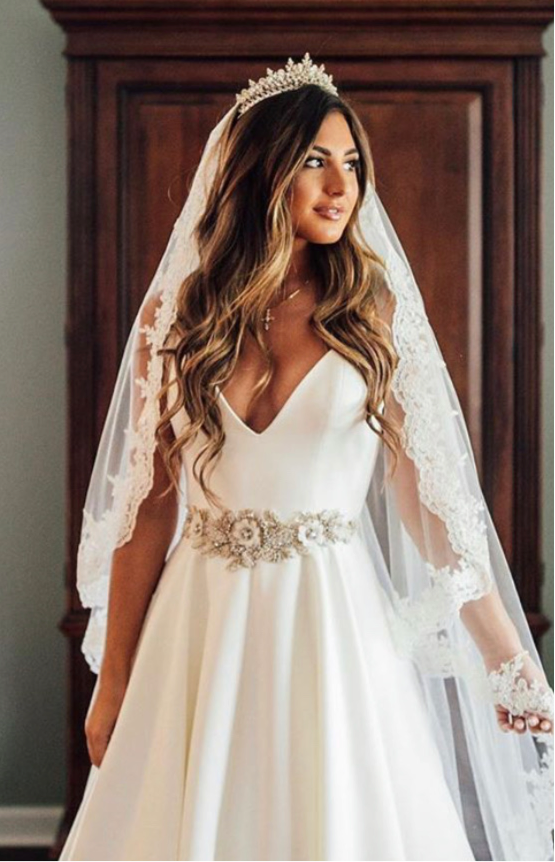 bride wearing SWAROVSKI Crystals crown