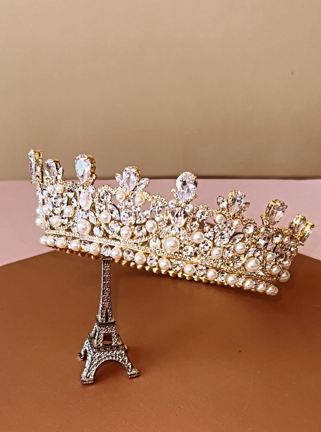 CARINA Full Crown Swarovski & Pearls, Bridal Crown