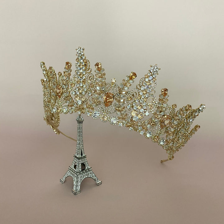 AURORA Gold with Gold Crystals Swarovski Bridal Crown