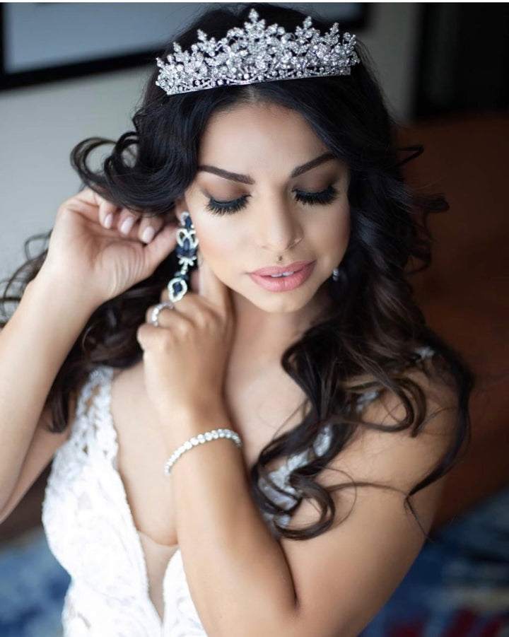 Ellee Real Bride Adorned with RENEE Queen Swarovski Luxurious Bridal Tiara