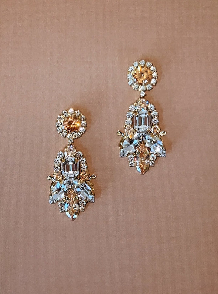 CEMILE-GOLD CRYSTAL Swarovski Statement Earrings