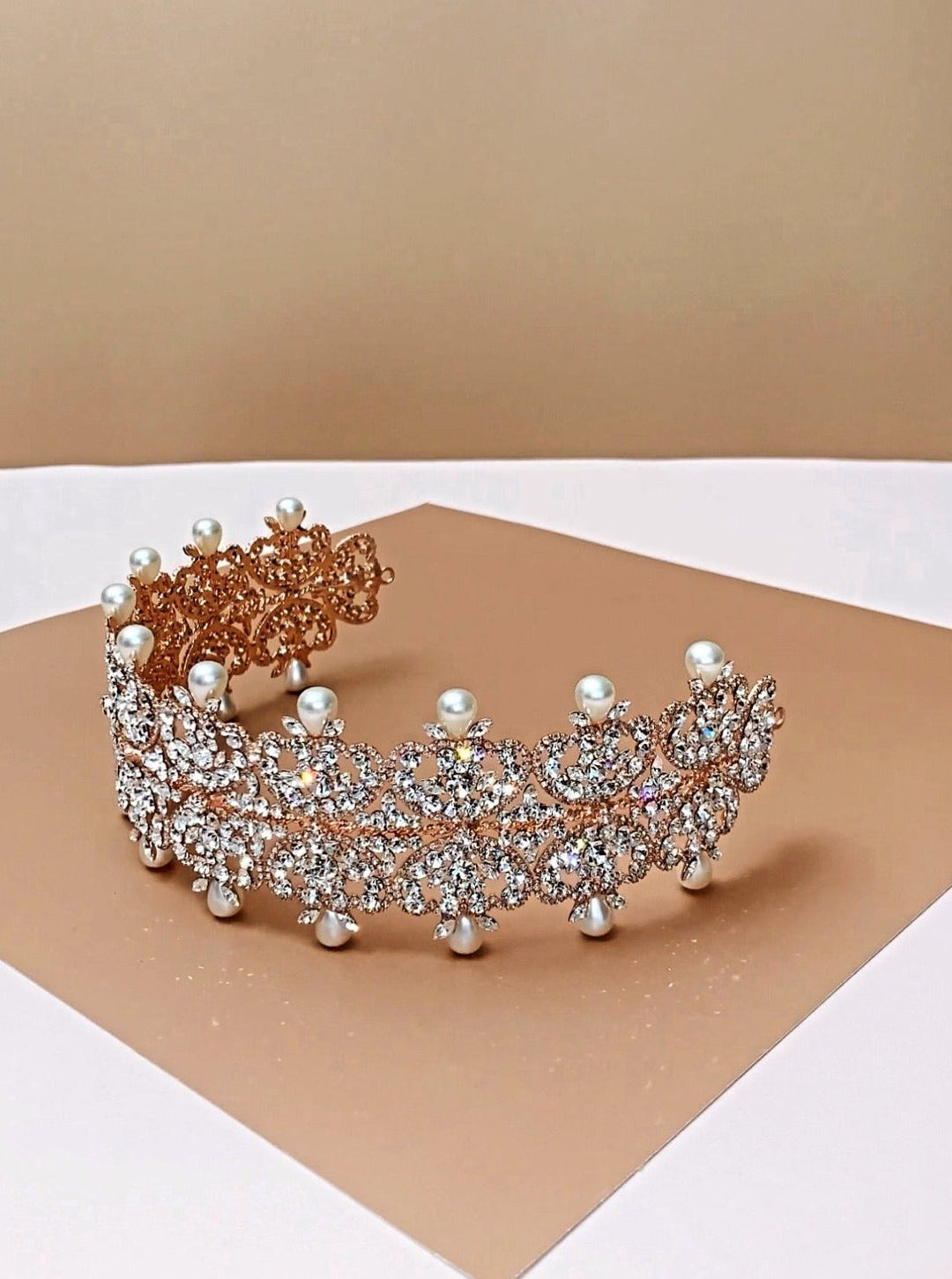 SAVANAH Swarovski Bridal Headband & Pearls Headpiece