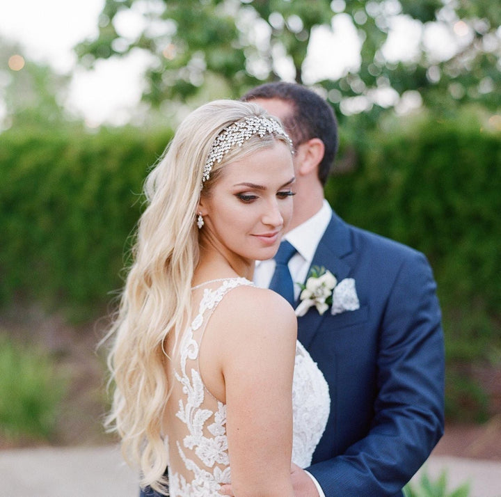 Ellee Real Bride Adorned with FIONA Swarovski Bridal Headband