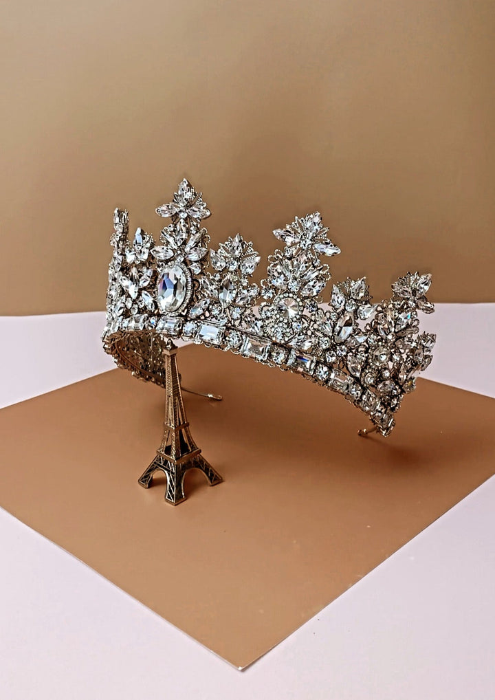 ROYAL LUXE Bridal Full Crown, Regular Crown with Brilliant Swarovski Crystals