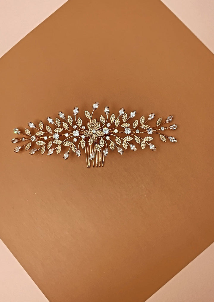 JACQUELINE Rose Gold Bridal Headpiece, Swarovski Hair Comb