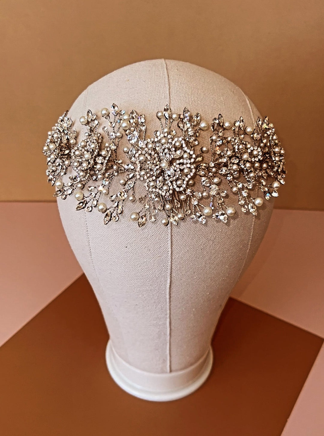 Ellee Real Bride Adorned with JOVANNA Luxurious Statement Headpiece / Halo Design