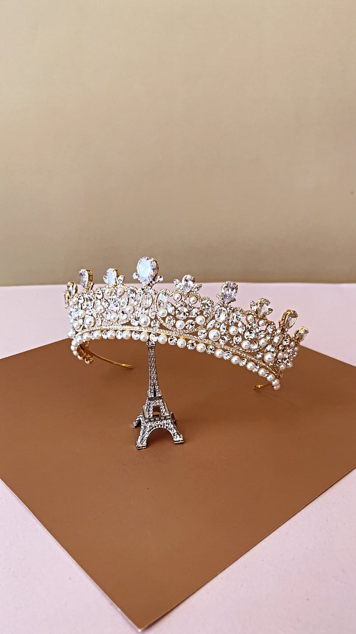 CARINA Swarovski & Pearls Wedding Crown, Princess Tiara