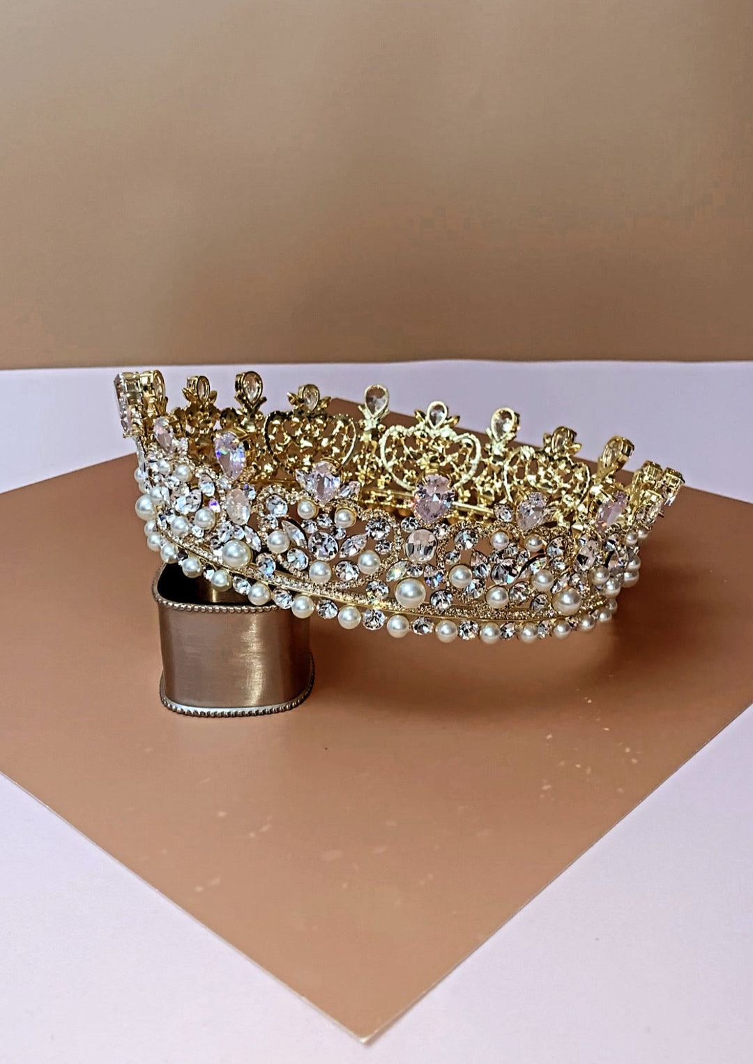 CARINA Full Crown Swarovski & Pearls, Bridal Crown