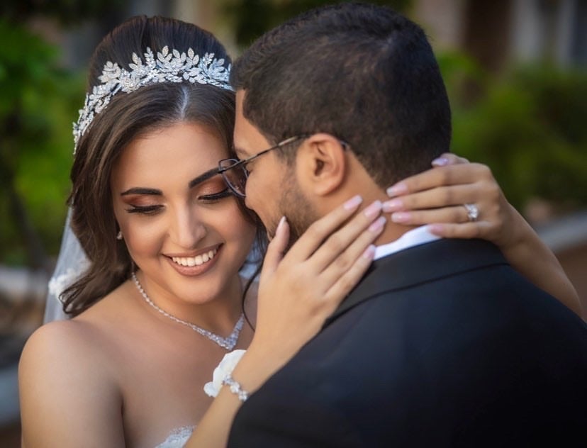 Ellee Real Bride Adorned with AURELIA Swarovski Bridal Headpiece, Wedding Headband