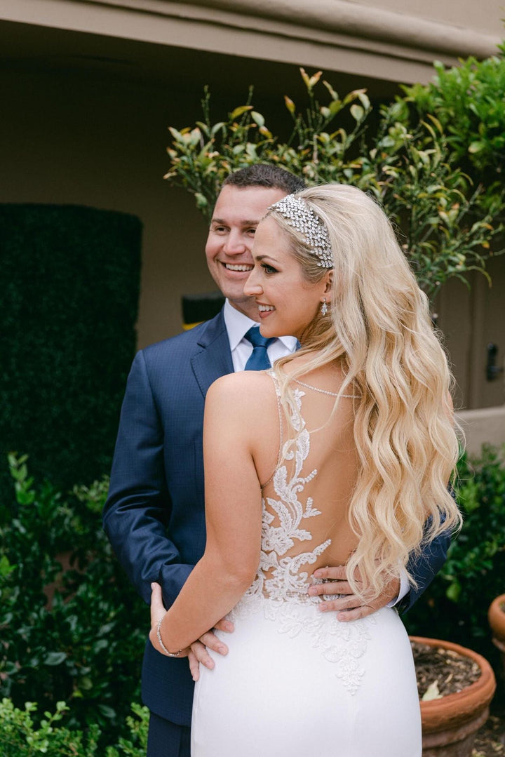 Ellee Real Bride Adorned with FIONA Swarovski Bridal Headband