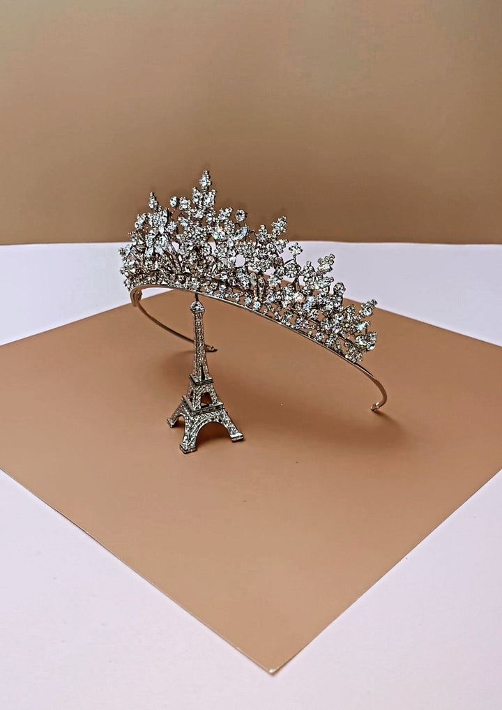 Ellee Real Bride Adorned with RENEE Queen Swarovski Luxurious Bridal Tiara - Stunning 3-D Wedding Tiara