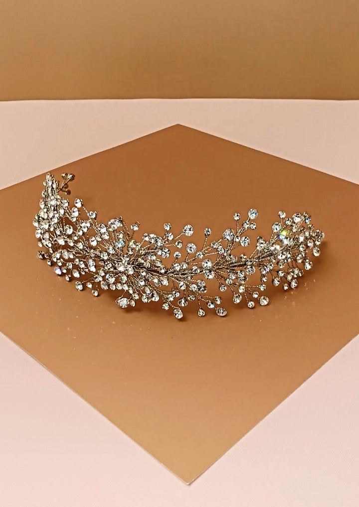 Ellee Real Bride Adorned with BRIELLE Swarovski Bridal Headpiece With Stunning Shine