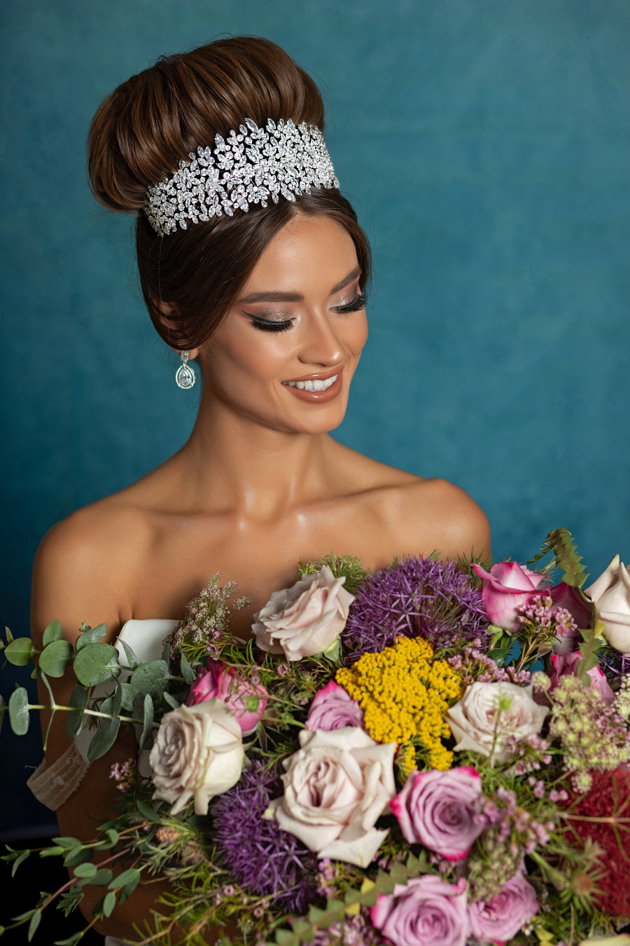 BELLE Rose Gold with Rose Gold Crystals Bridal Headband, Swarovski Bridal Headpiece