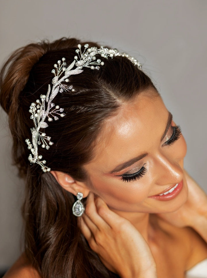 OKSANA Swarovski Wedding Headpiece with Gorgeous Pearls