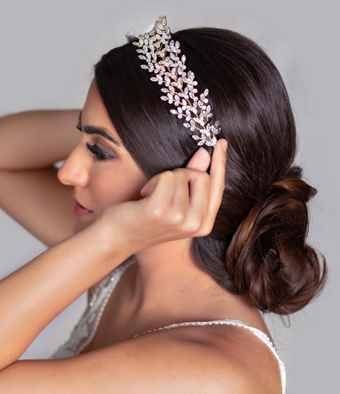 Ellee Real Bride Adorned with FIONA Swarovski Bridal Headband